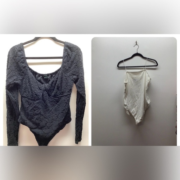 Wild Fable Size XL Bodysuit Black Long-sleeve and White Sleeveless Preloved - Picture 1 of 5